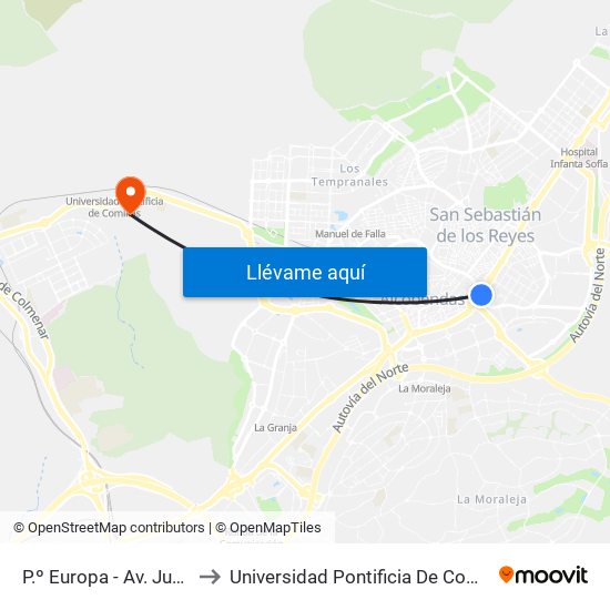 P.º Europa - Av. Juncal to Universidad Pontificia De Comillas map