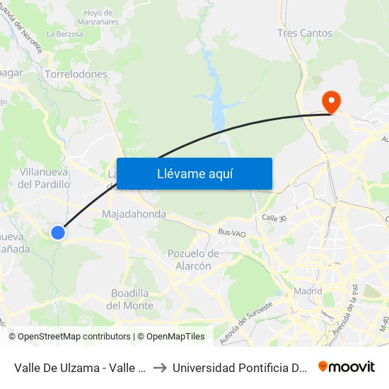Valle De Ulzama - Valle Del Tiétar to Universidad Pontificia De Comillas map