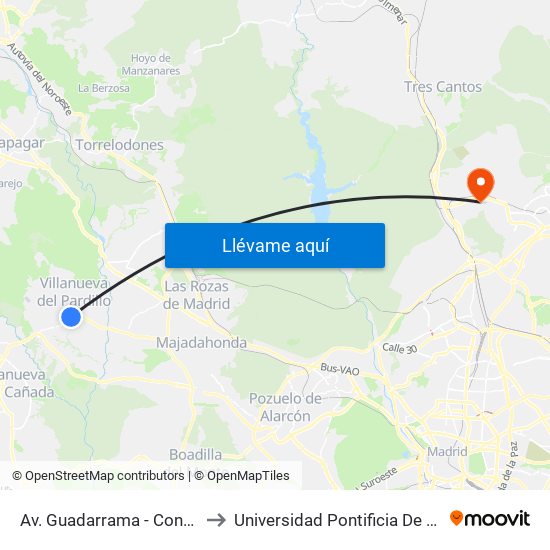 Av. Guadarrama - Concepción to Universidad Pontificia De Comillas map