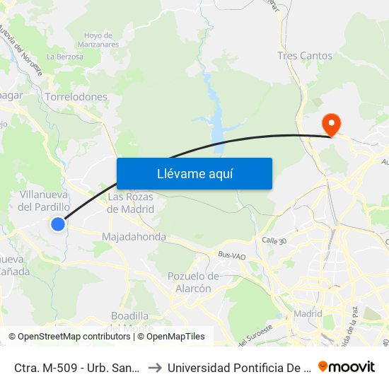 Ctra. M-509 - Urb. Santa María to Universidad Pontificia De Comillas map