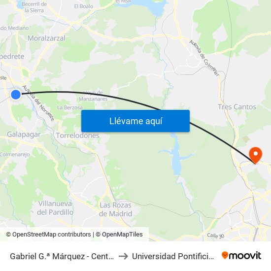 Gabriel G.ª Márquez - Centro Profesorado to Universidad Pontificia De Comillas map