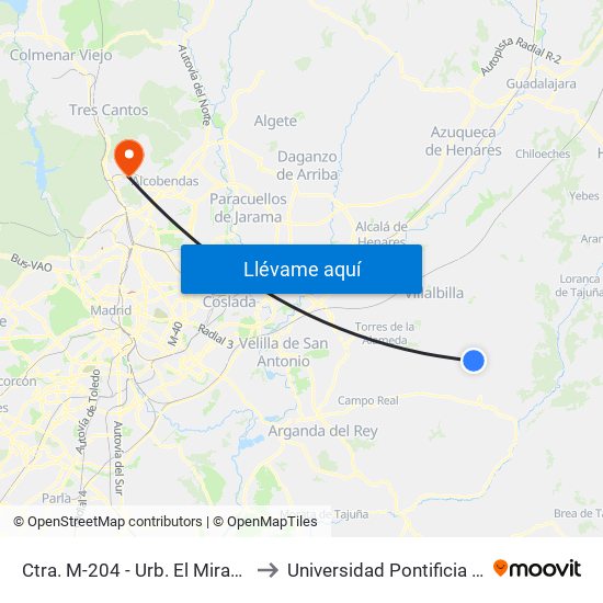 Ctra. M-204 - Urb. El Mirador De Baztán to Universidad Pontificia De Comillas map