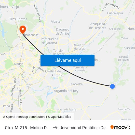 Ctra. M-215 - Molino Del Puente to Universidad Pontificia De Comillas map