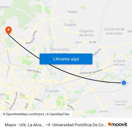 Mayor - Urb. La Alcazaba to Universidad Pontificia De Comillas map