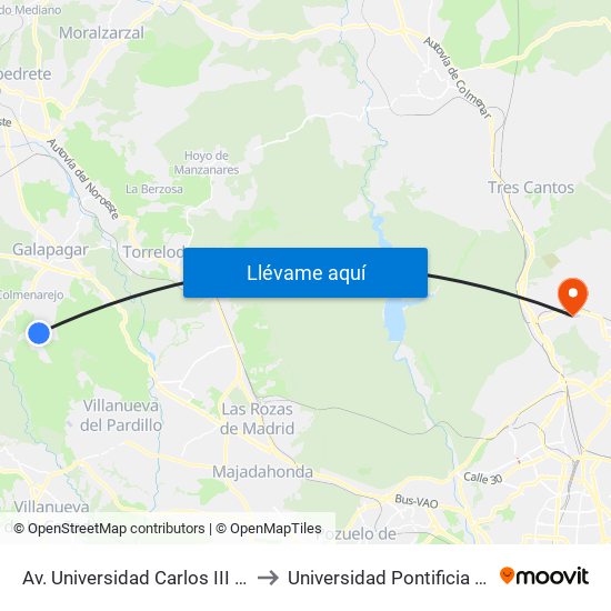 Av. Universidad Carlos III - Universidad to Universidad Pontificia De Comillas map
