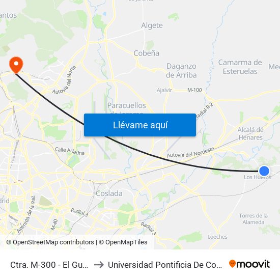 Ctra. M-300 - El Gurugú to Universidad Pontificia De Comillas map