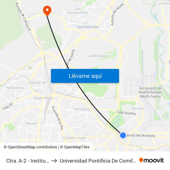 Ctra. A-2 - Instituto to Universidad Pontificia De Comillas map