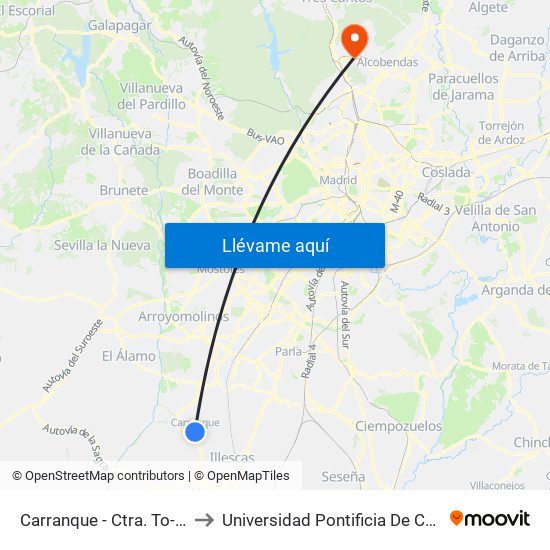 Carranque - Ctra. To-2034 to Universidad Pontificia De Comillas map