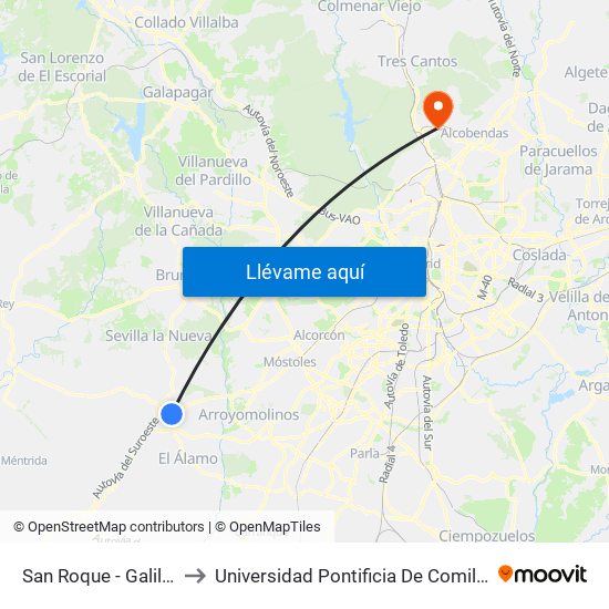 San Roque - Galileo to Universidad Pontificia De Comillas map