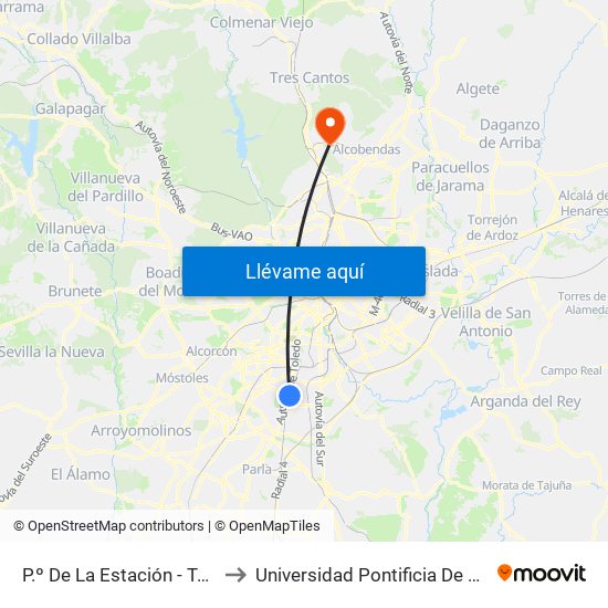 P.º De La Estación - Terradas to Universidad Pontificia De Comillas map