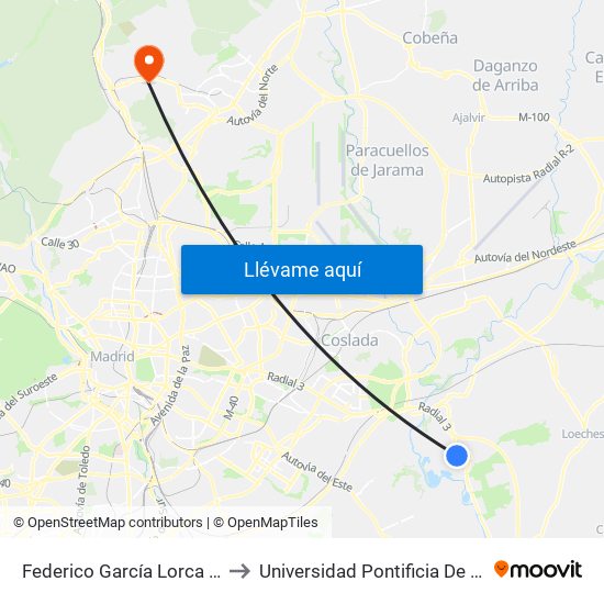 Federico García Lorca - Mirlos to Universidad Pontificia De Comillas map