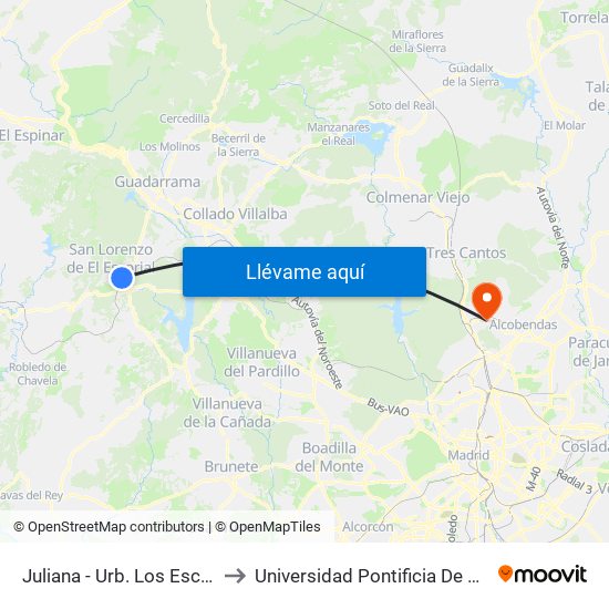 Juliana - Urb. Los Escoriales to Universidad Pontificia De Comillas map