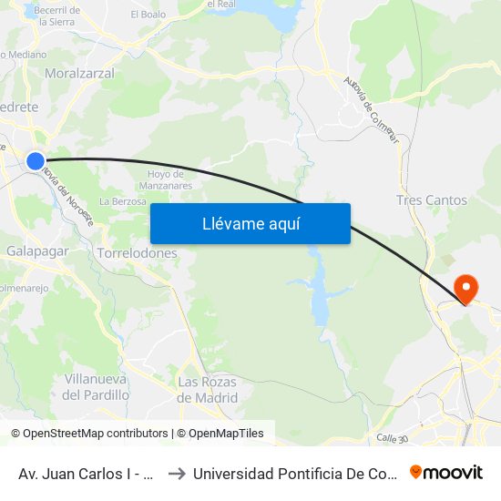 Av. Juan Carlos I - Zoco to Universidad Pontificia De Comillas map