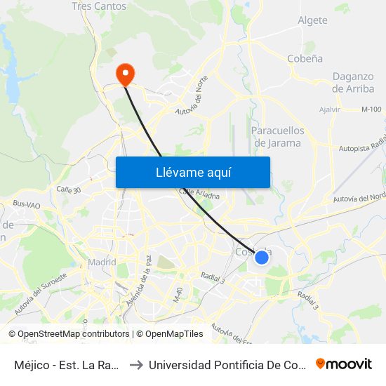 Méjico - Est. La Rambla to Universidad Pontificia De Comillas map