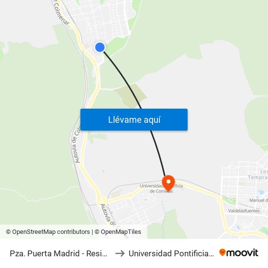 Pza. Puerta Madrid - Residencial Aislada to Universidad Pontificia De Comillas map