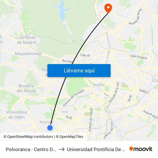 Polvoranca - Centro De Salud to Universidad Pontificia De Comillas map