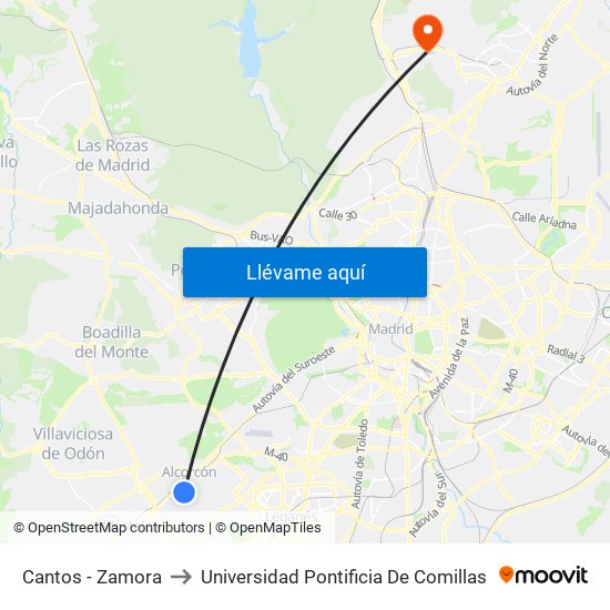 Cantos - Zamora to Universidad Pontificia De Comillas map