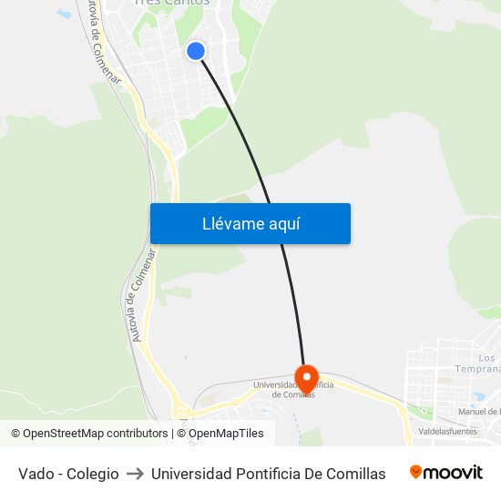 Vado - Colegio to Universidad Pontificia De Comillas map