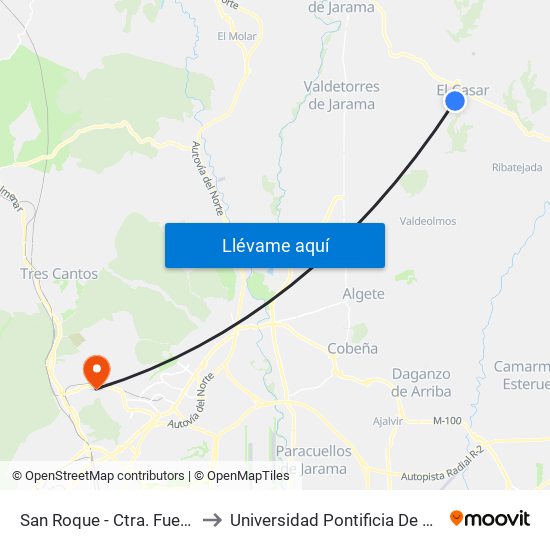 San Roque - Ctra. Fuentelsaz to Universidad Pontificia De Comillas map