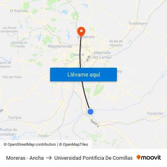 Moreras - Ancha to Universidad Pontificia De Comillas map