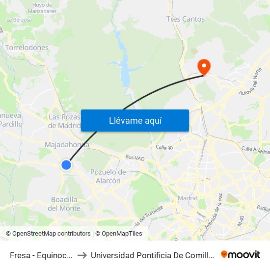Fresa - Equinocio to Universidad Pontificia De Comillas map