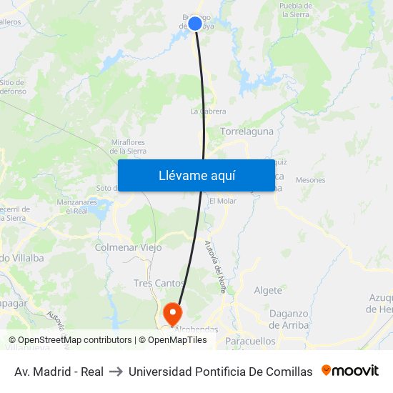 Av. Madrid - Real to Universidad Pontificia De Comillas map