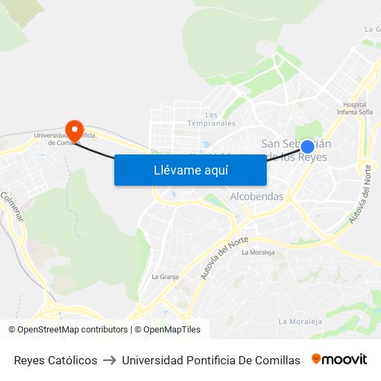 Reyes Católicos to Universidad Pontificia De Comillas map
