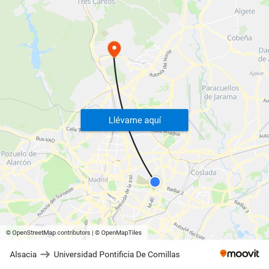 Alsacia to Universidad Pontificia De Comillas map