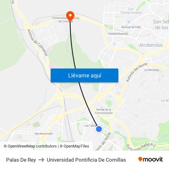 Palas De Rey to Universidad Pontificia De Comillas map