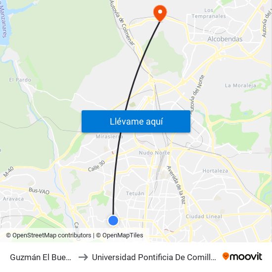 Guzmán El Bueno to Universidad Pontificia De Comillas map