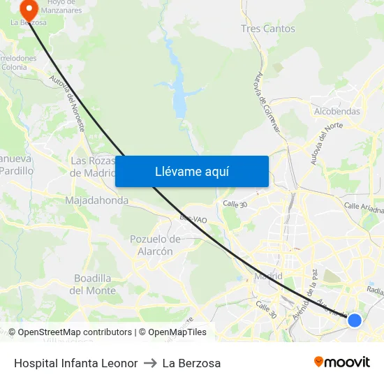 Hospital Infanta Leonor to La Berzosa map