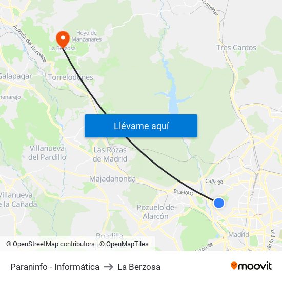 Paraninfo - Informática to La Berzosa map
