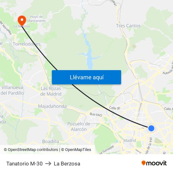 Tanatorio M-30 to La Berzosa map