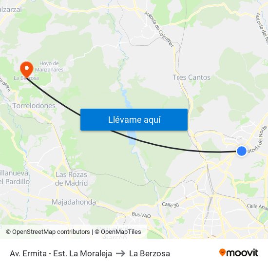 Av. Ermita - Est. La Moraleja to La Berzosa map