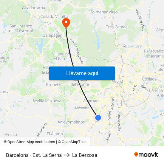 Barcelona - Est. La Serna to La Berzosa map
