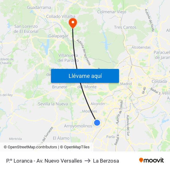 P.º Loranca - Av. Nuevo Versalles to La Berzosa map