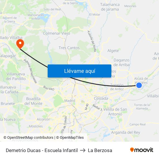 Demetrio Ducas - Escuela Infantil to La Berzosa map