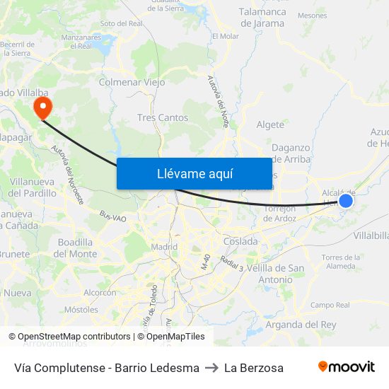 Vía Complutense - Barrio Ledesma to La Berzosa map