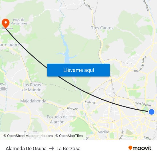 Alameda De Osuna to La Berzosa map