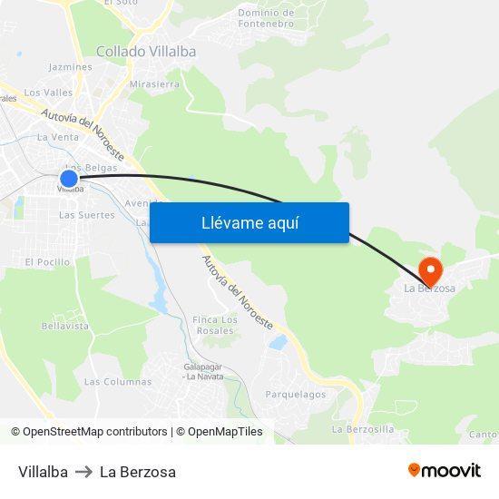Villalba to La Berzosa map
