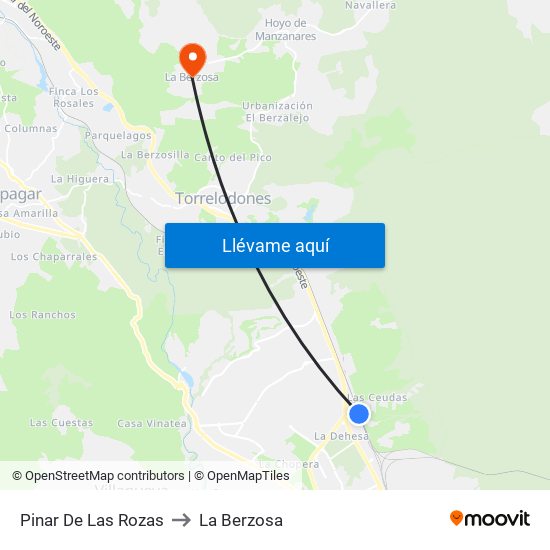 Pinar De Las Rozas to La Berzosa map