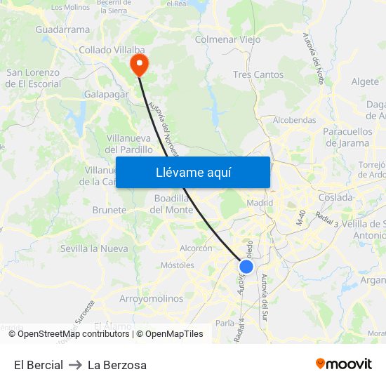 El Bercial to La Berzosa map