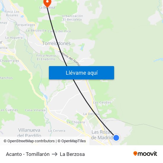 Acanto - Tomillarón to La Berzosa map