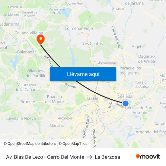 Av. Blas De Lezo - Cerro Del Monte to La Berzosa map
