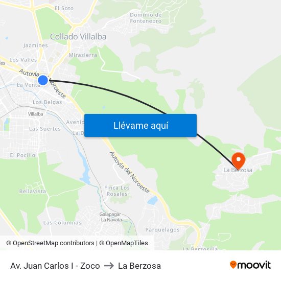 Av. Juan Carlos I - Zoco to La Berzosa map