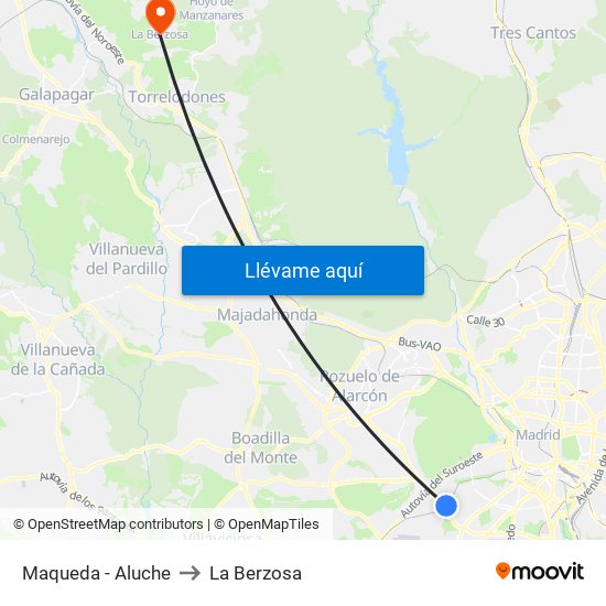 Maqueda - Aluche to La Berzosa map