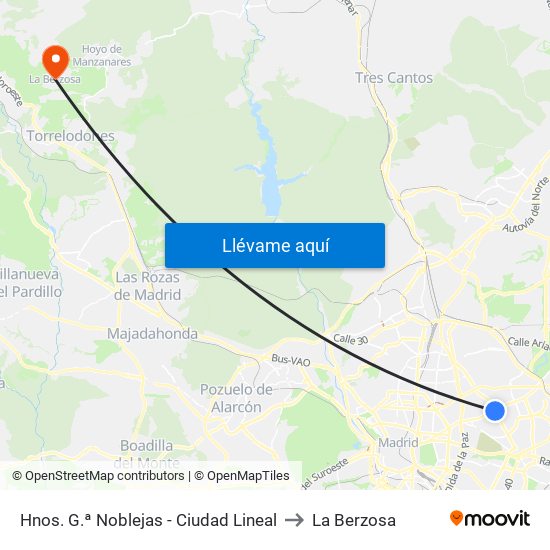 Hnos. G.ª Noblejas - Ciudad Lineal to La Berzosa map