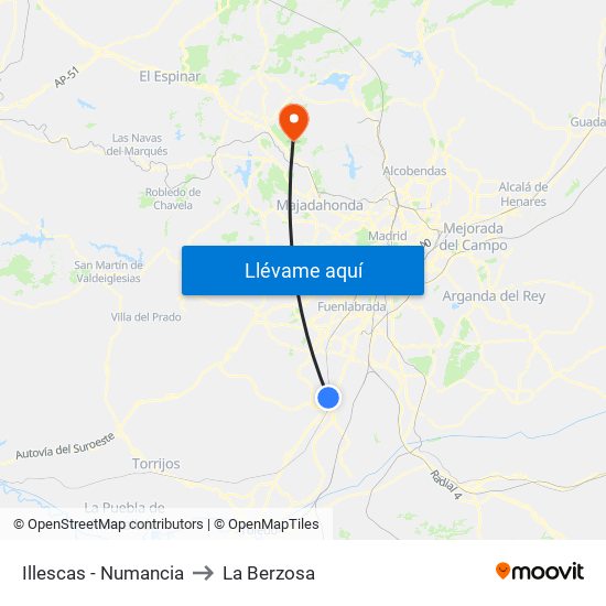 Illescas - Numancia to La Berzosa map