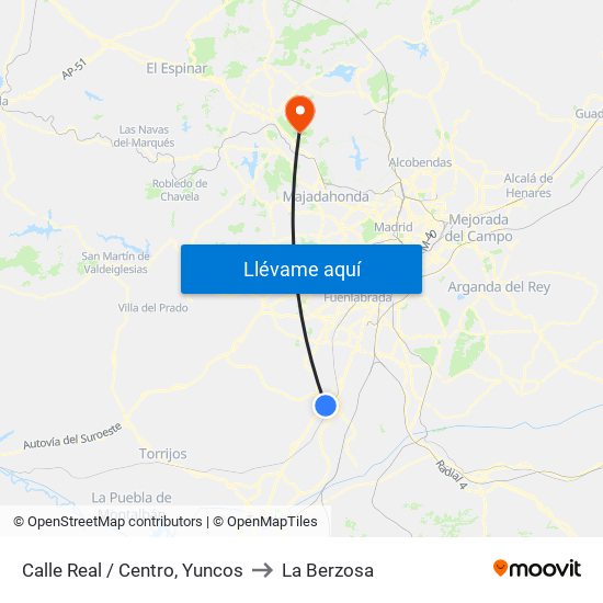 Calle Real / Centro, Yuncos to La Berzosa map
