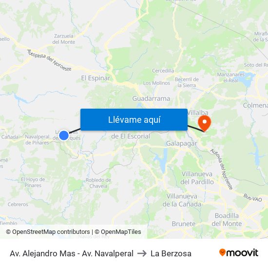 Av. Alejandro Mas - Av. Navalperal to La Berzosa map